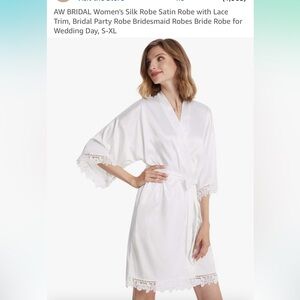 Aw bridal white satin robe